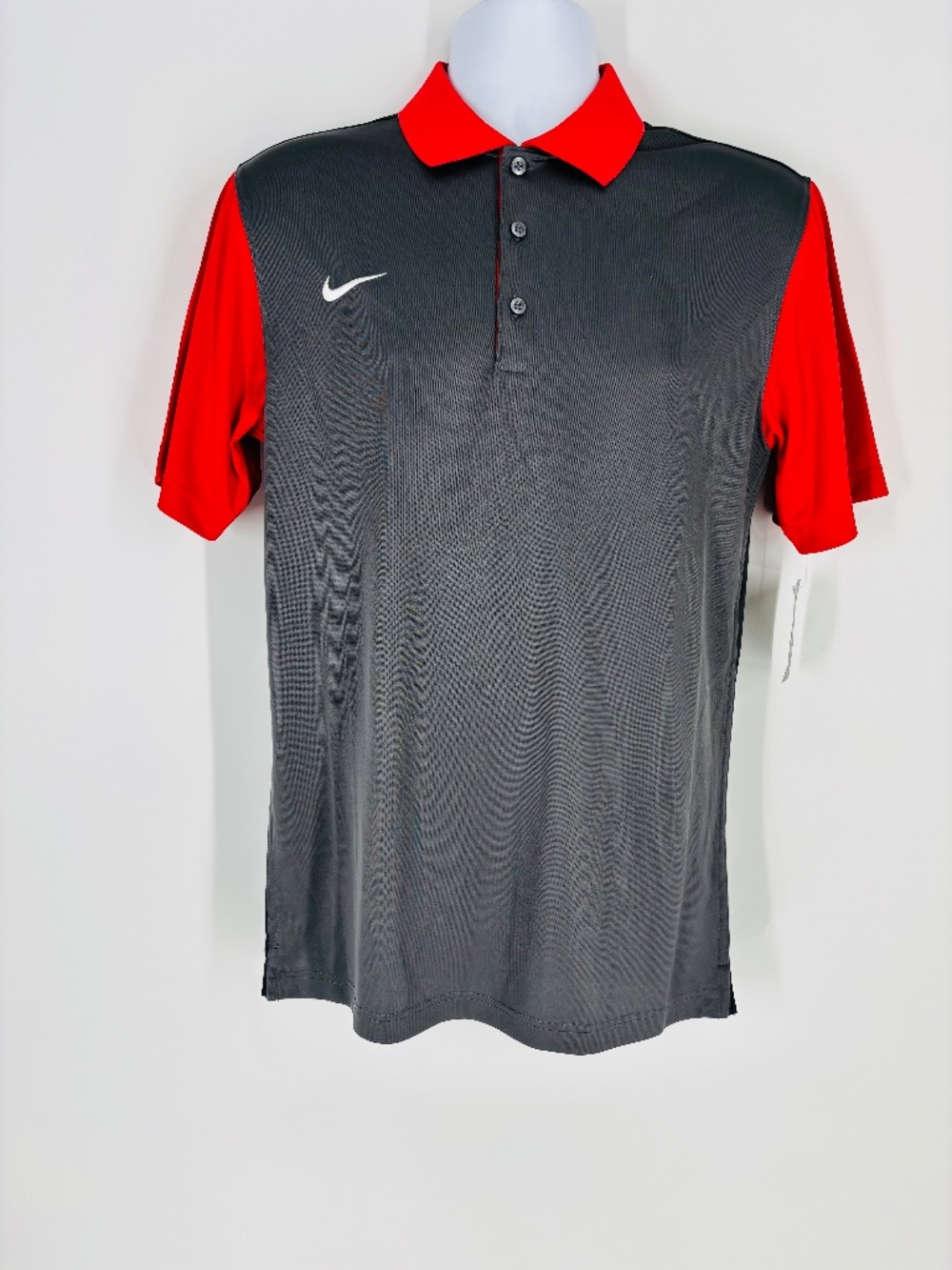 NWT Nike Dri-Fit Men's Athletic Polo Short Sleeve Gray / Red Size: S